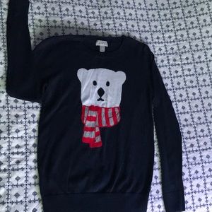 LOFT Crew Neck Sweater with a Bear